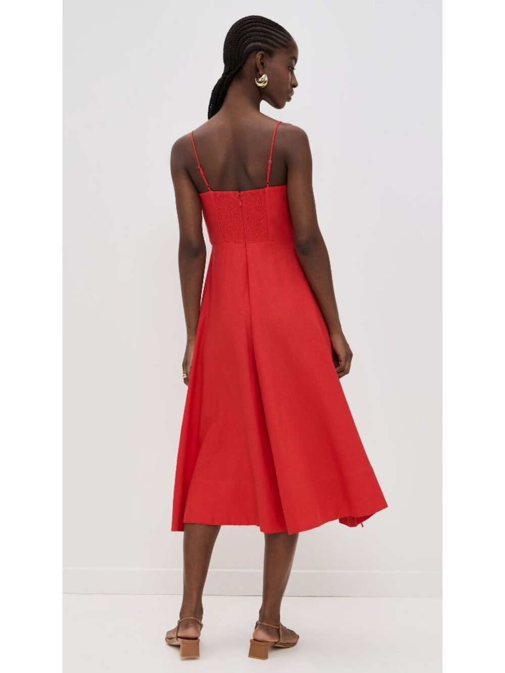 FARM RIO Red Garden Midi A Line Linen Dress Size Small NEW NWT - Picture 3 of 4